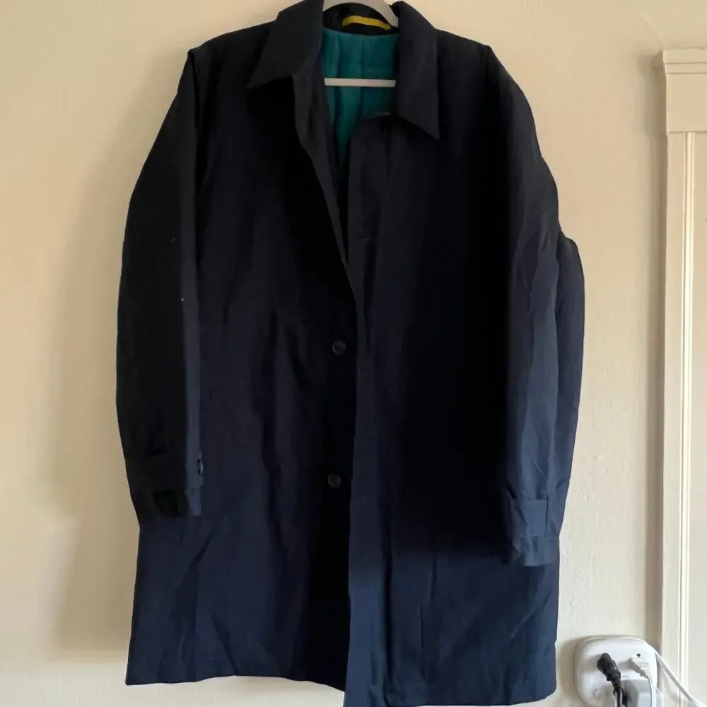 Bonobos Mens Navy Trench Car Coat Size Large Quilted Lined